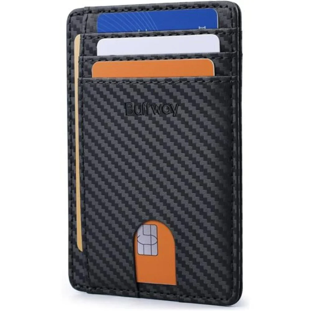 Buffway RFID Leather Wallet Slim Minimalist Front Pocket Wallet for Men Women